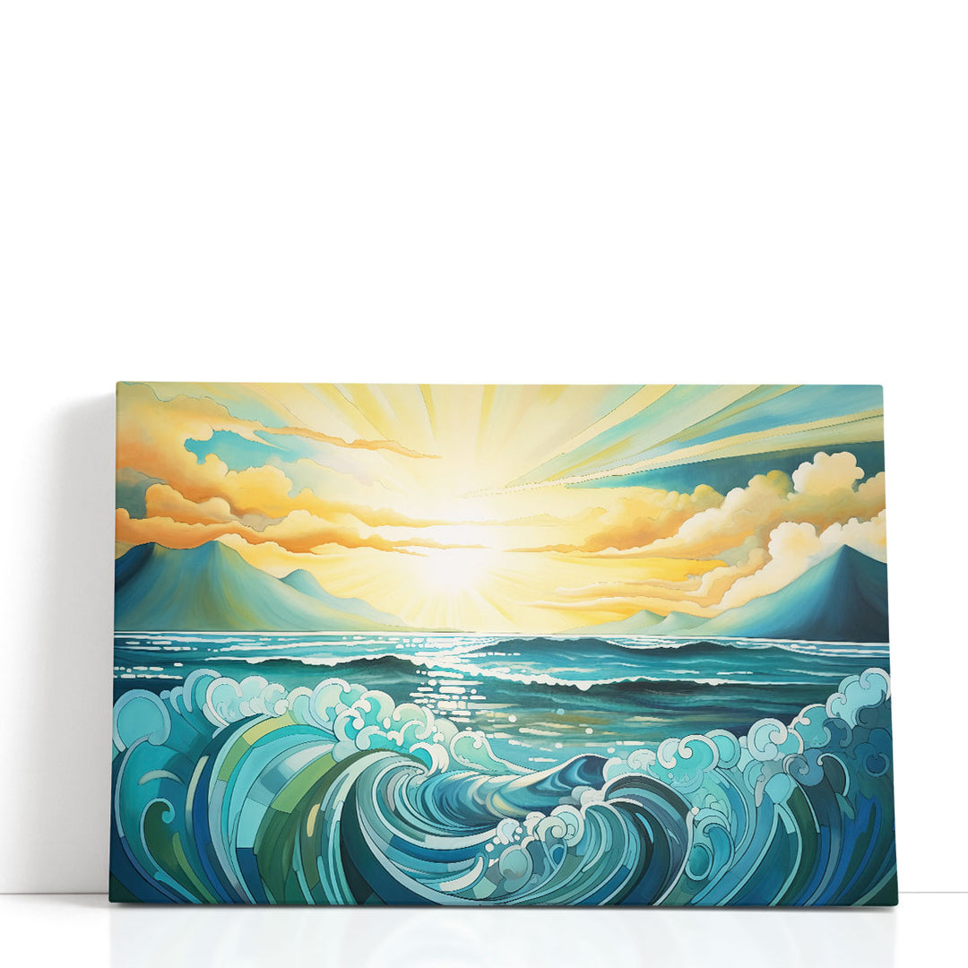Green Coastal Whispers - Canvas Print Wall Art