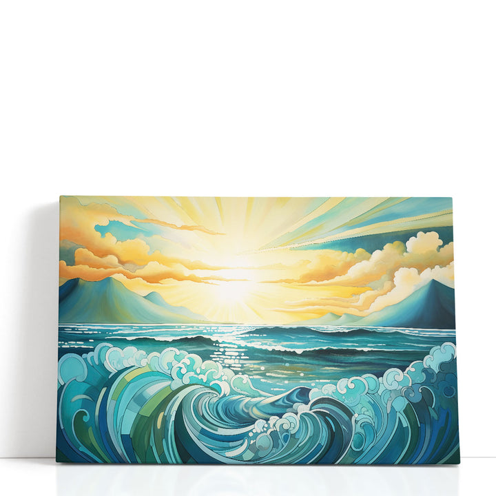 Green Coastal Whispers - Canvas Print Wall Art
