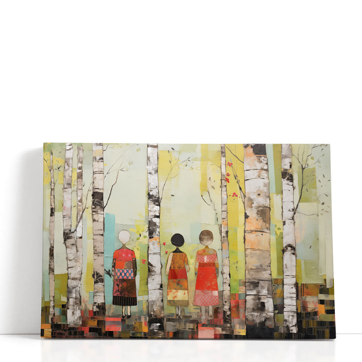 Trio Near Birch Trees - Canvas Print Wall Art