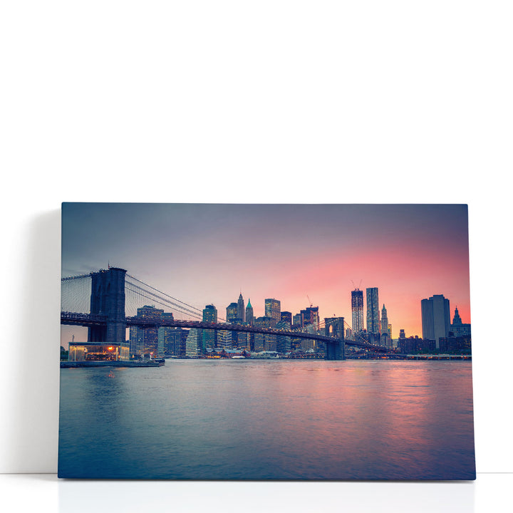 Brooklyn Bridge at Dusk, New York City Skyline - Canvas Print Wall Art