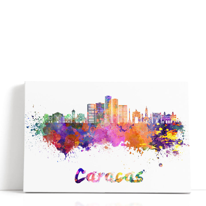 Caracas, Venezuela Skyline in Watercolor - Canvas Print Wall Art