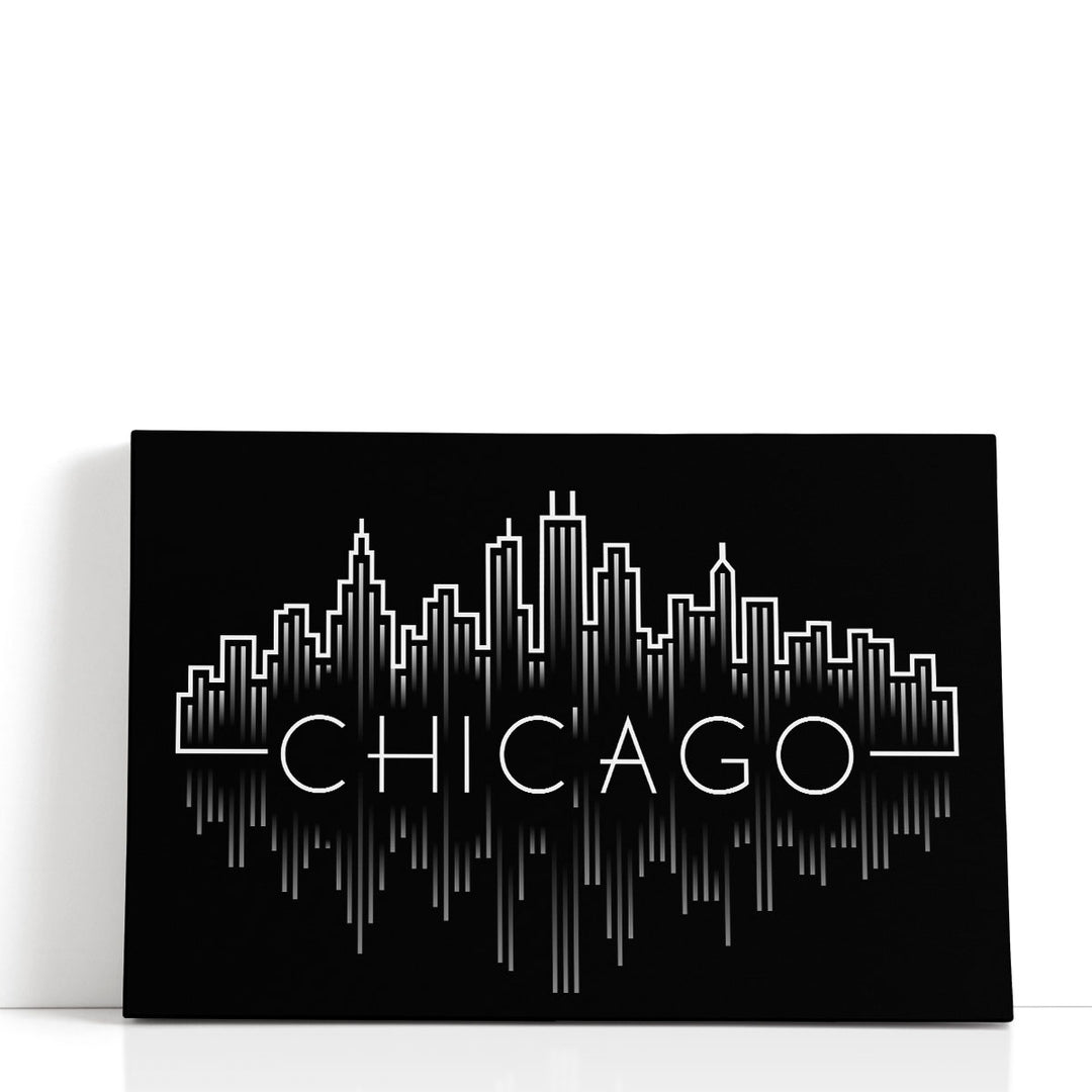 Chicago City Skyline in Line Art Style - Canvas Print Wall Art