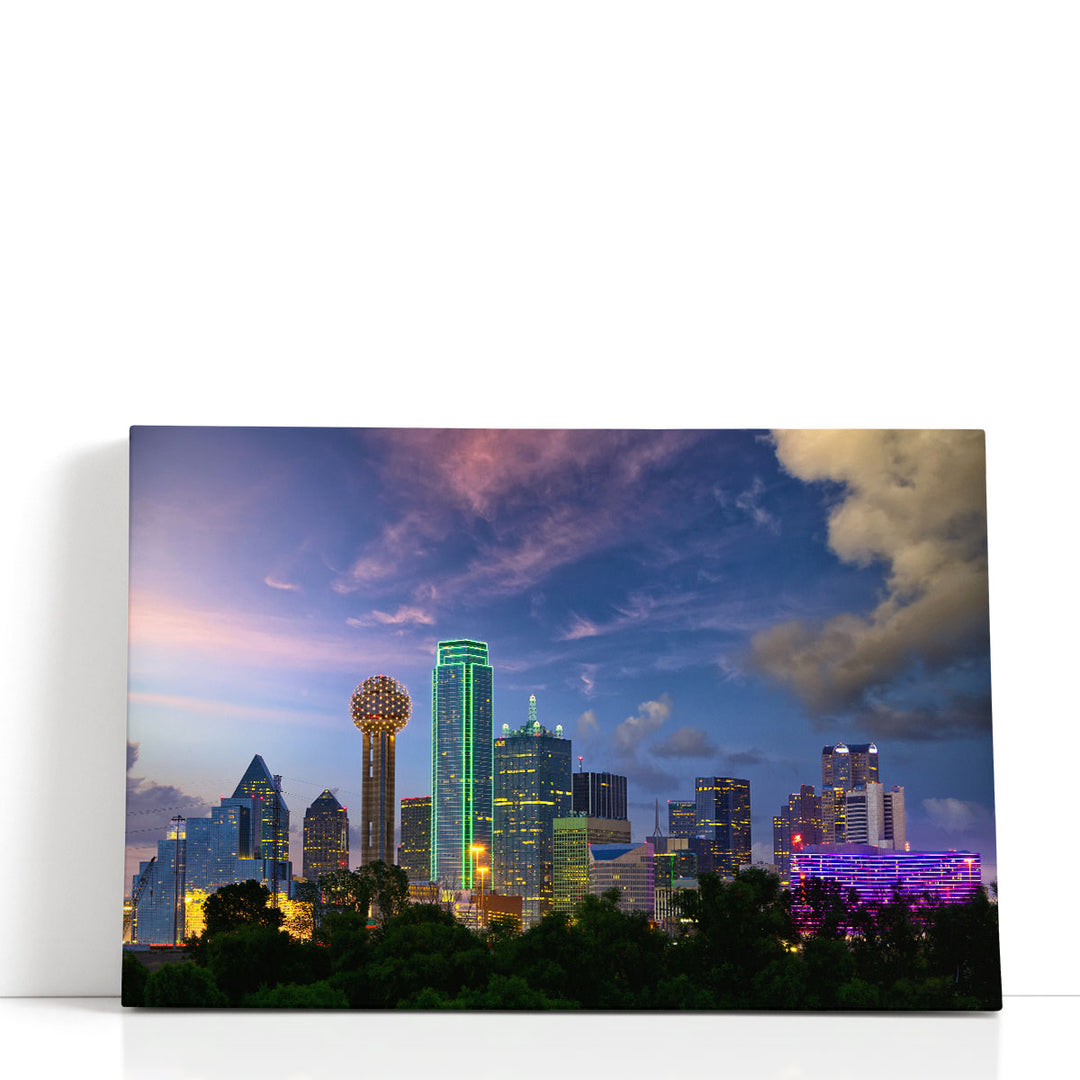 Dallas City Skyline at Twilight - Canvas Print Wall Art