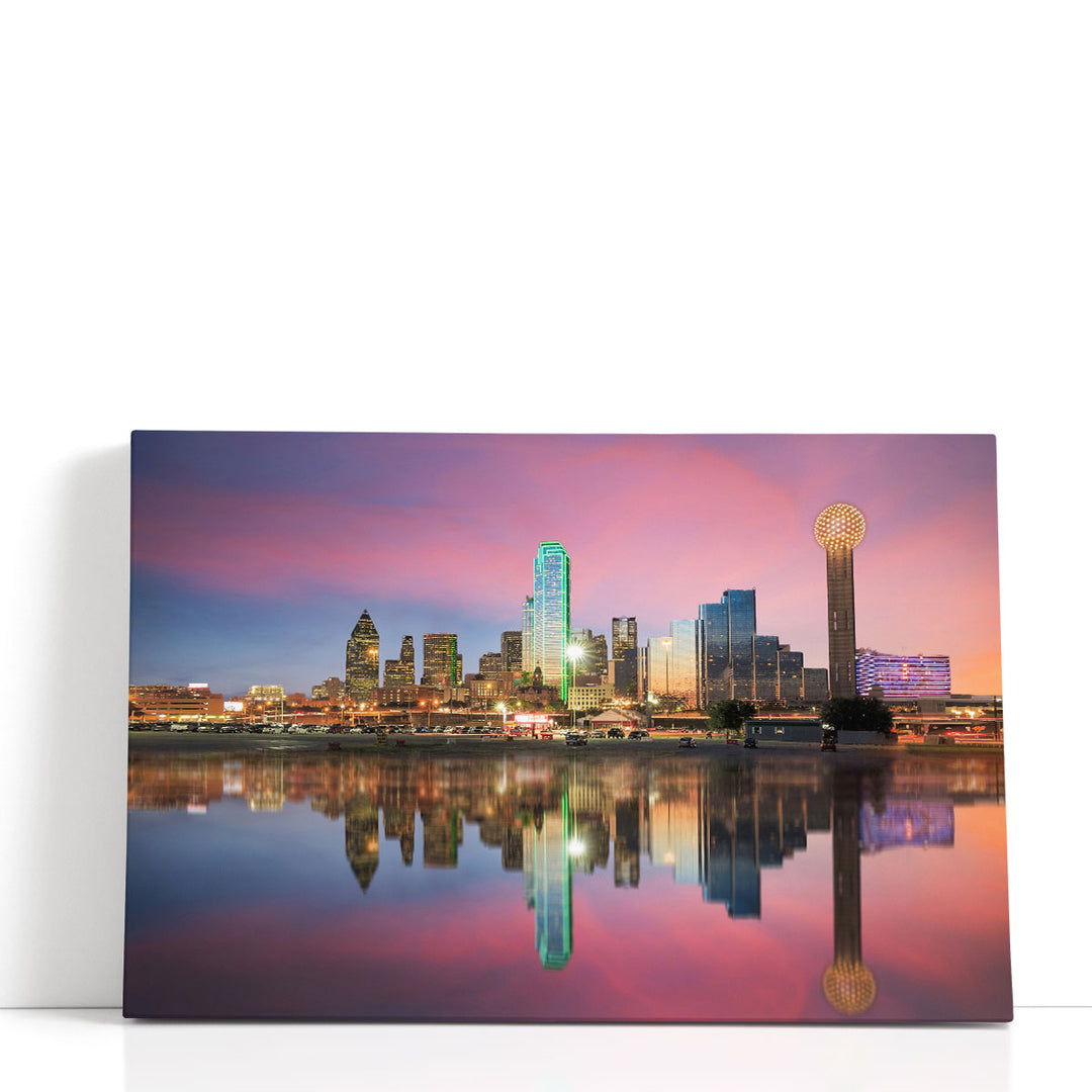 Dallas, Texas Cityscape At Sunset - Canvas Print Wall Art