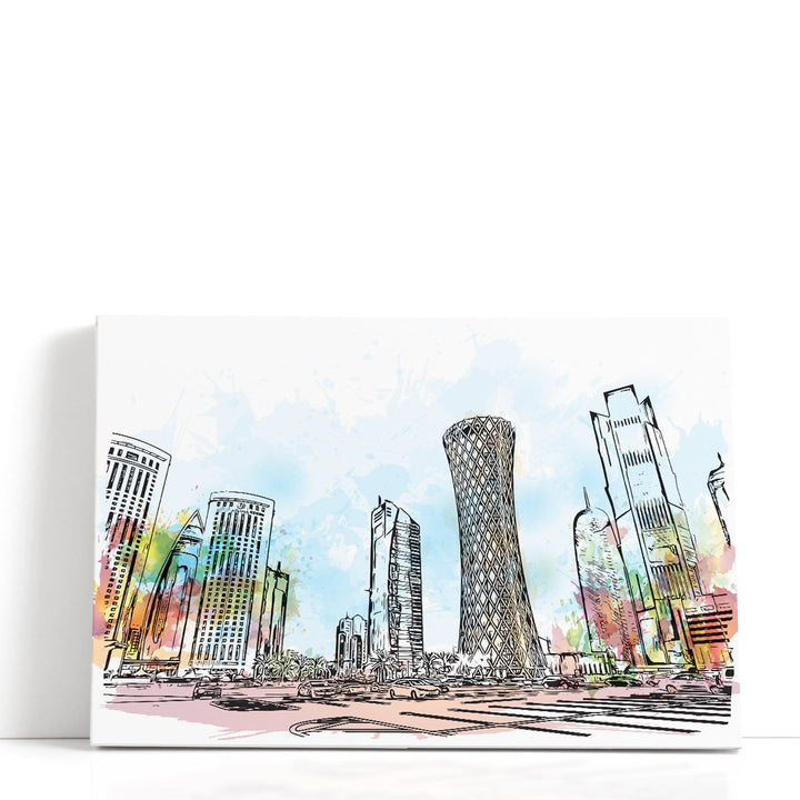 Doha City Skyline, Qatar - Canvas Print Wall Art
