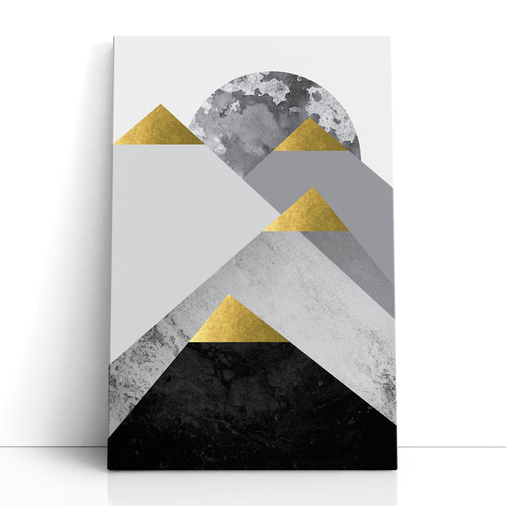Black Grey Gold Mountains 2 - Canvas Print Wall Art