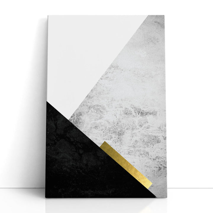 Black Grey Gold Mountains 3 - Canvas Print Wall Art