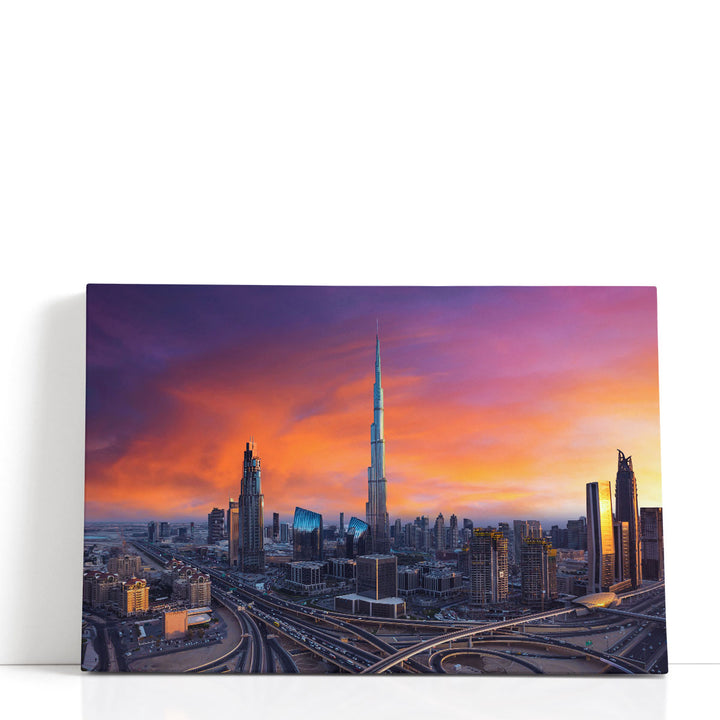 Dubai Skyscrapers During Sunset - Canvas Print Wall Art