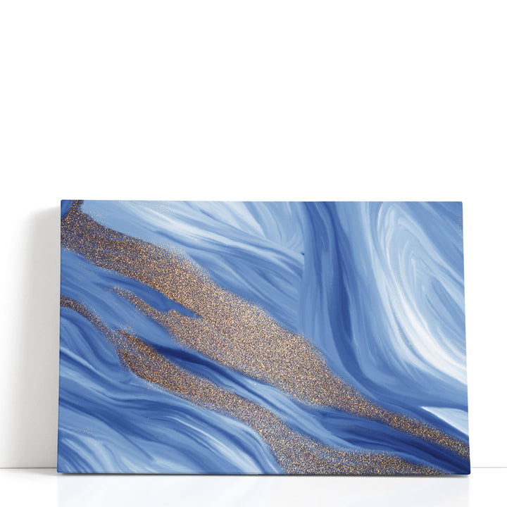 Blue Waves of Gold 2 - Canvas Print Wall Art