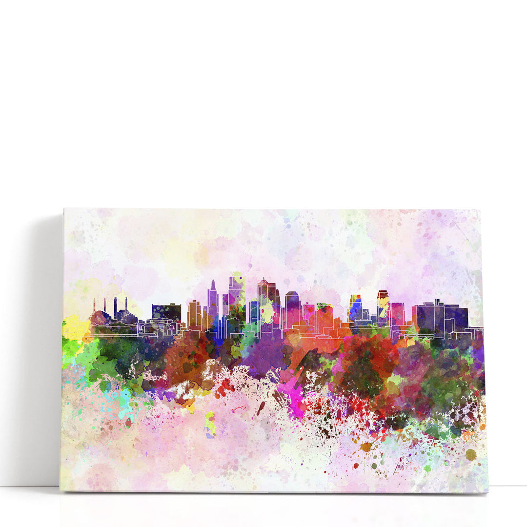 Kansas City Skyline in Watercolor - Canvas Print Wall Art