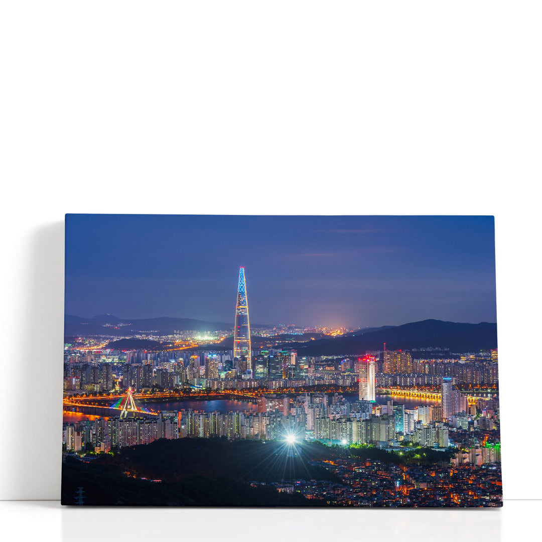 Seoul City Skyline, South Korea At Night - Canvas Print Wall Art
