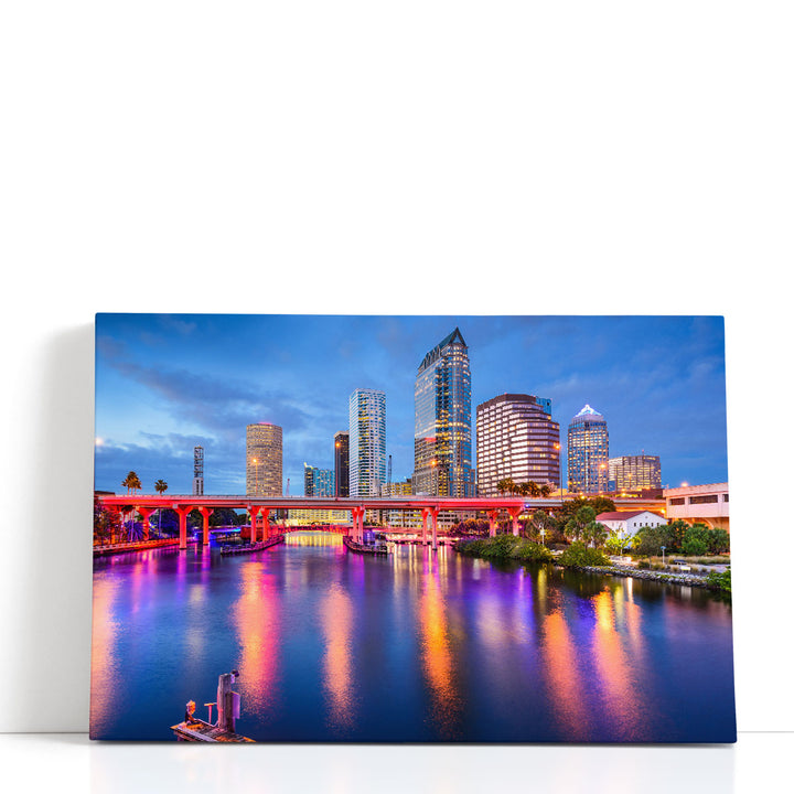 Tampa, Florida, Downtown Skyline on the Hillsborough River - Canvas Print Wall Art