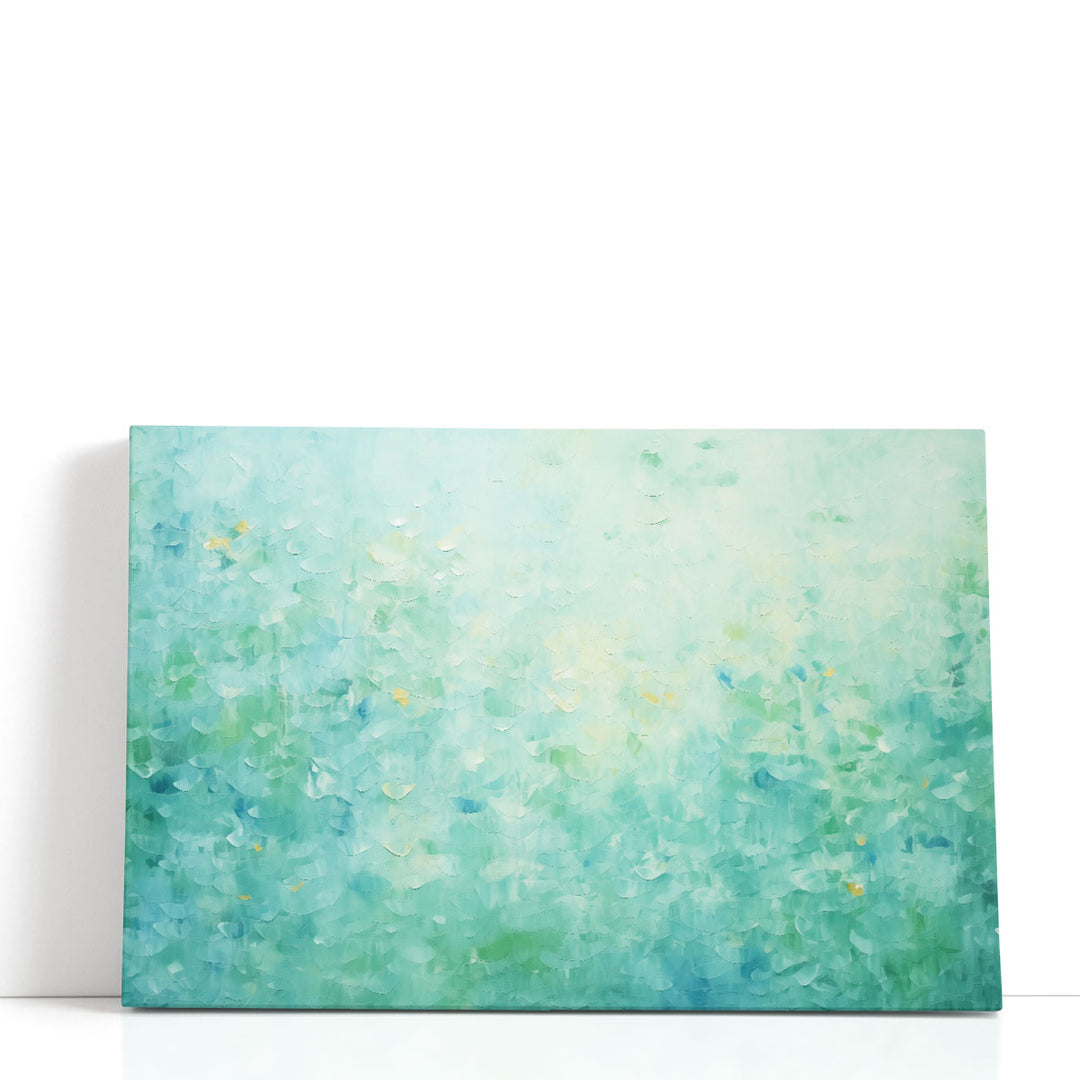 Teal abstract wall art with fluid brushstrokes