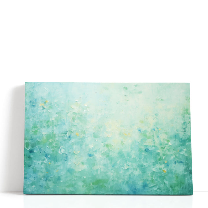 Teal abstract wall art with fluid brushstrokes