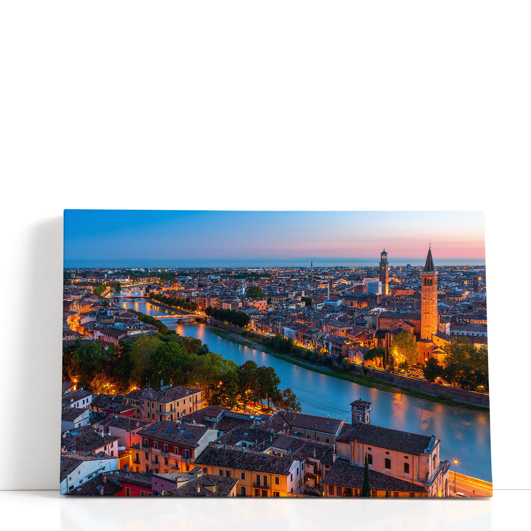 Beautiful Verona City Sunset in Italy - Canvas Print Wall Art