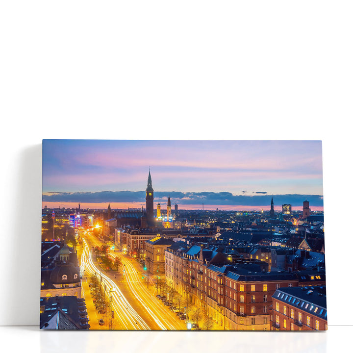 Cityscape of Downtown, Copenhagen City in Denmark - Canvas Print Wall Art