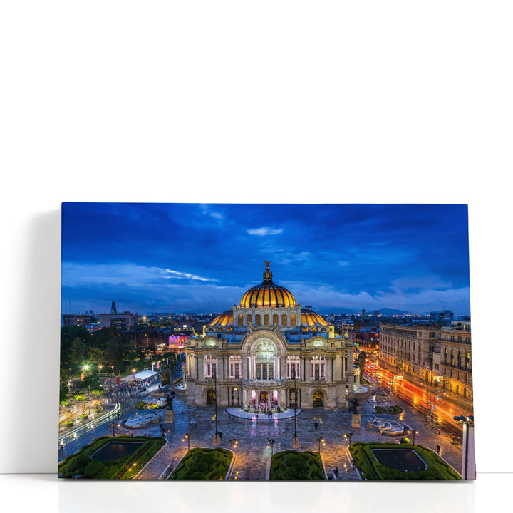 Dusk Falls Over The Palacio De Bellas Artes in Mexico City - Canvas Print Wall Art