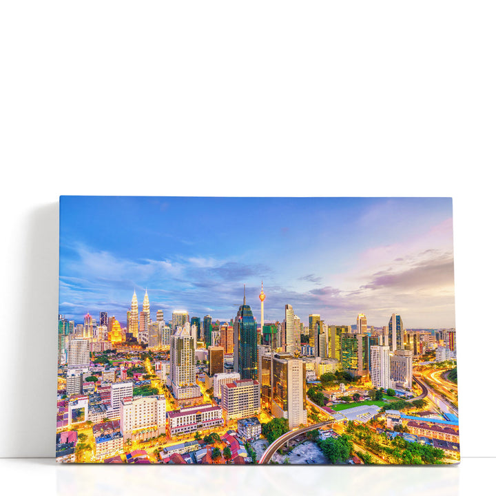 Downtown Kuala Lumpur at Twilight Malaysia - Canvas Print Wall Art