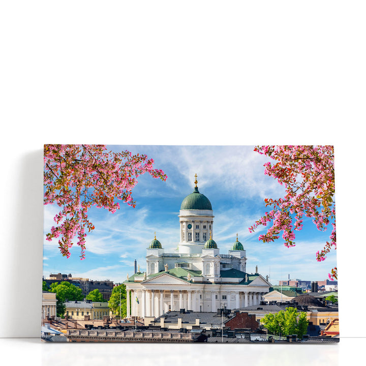 Helsinki Cathedral over City Center in Spring, Finland - Canvas Print Wall Art