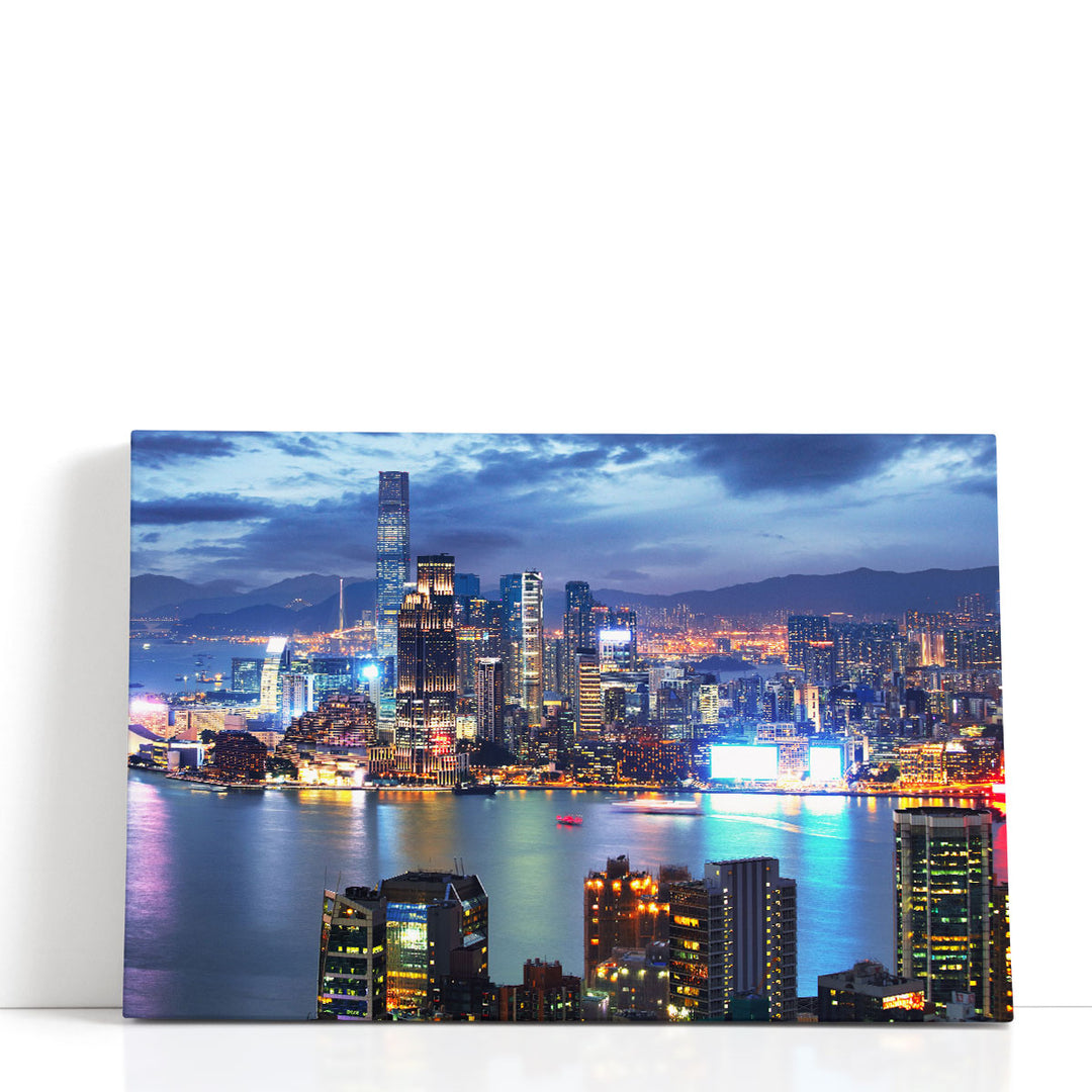 Hong Kong Skyline at Night From Braemar Hill Peak - Canvas Print Wall Art
