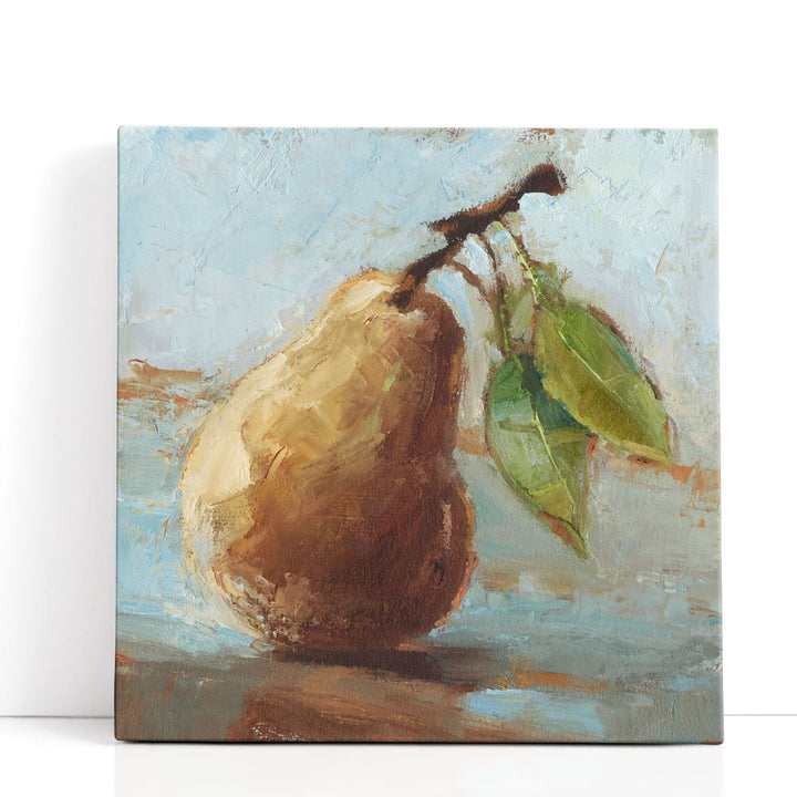 Still Life Pear Print – single pear on textured canvas