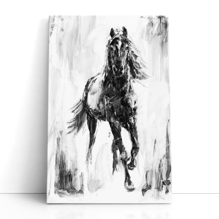 Rustic Stallion I Black and White - Canvas Print Wall Art