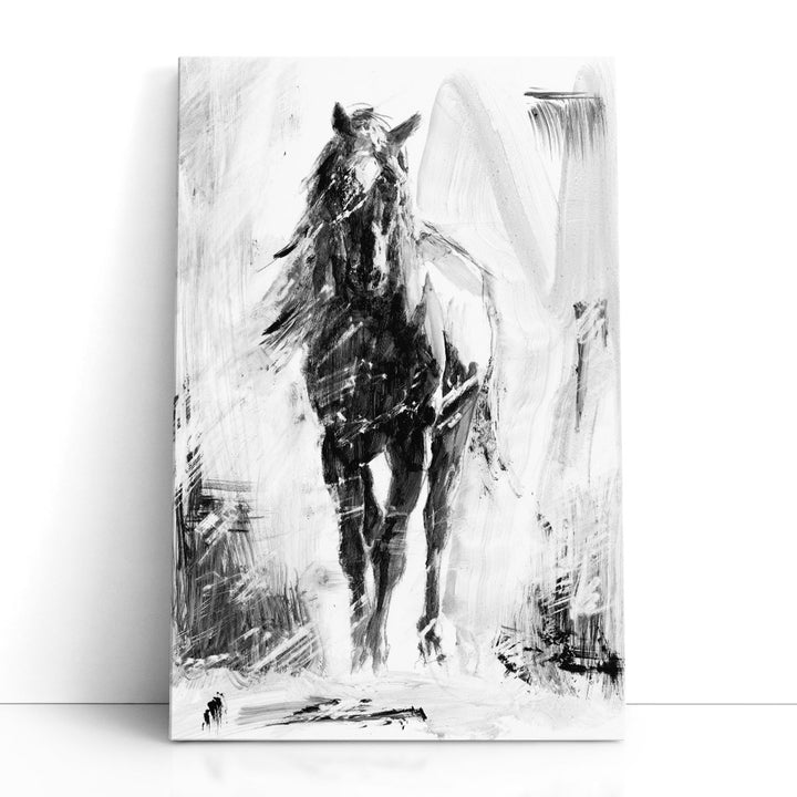 Rustic Stallion II Black and White - Canvas Print Wall Art