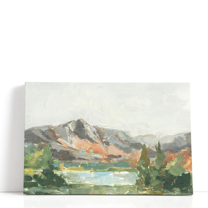 Green abstract prints with mountain theme