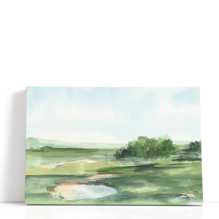 Watercolor prints with green and blue tones