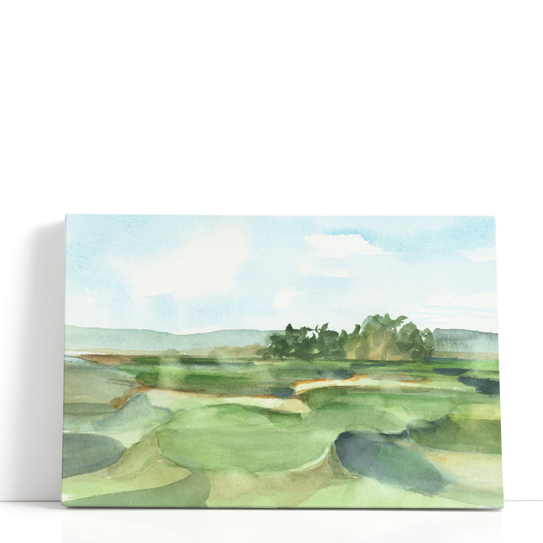 Watercolor wall art with green tones