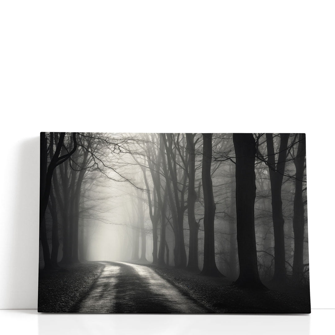 Misty Dark Forest Path - Canvas Print Wall Art