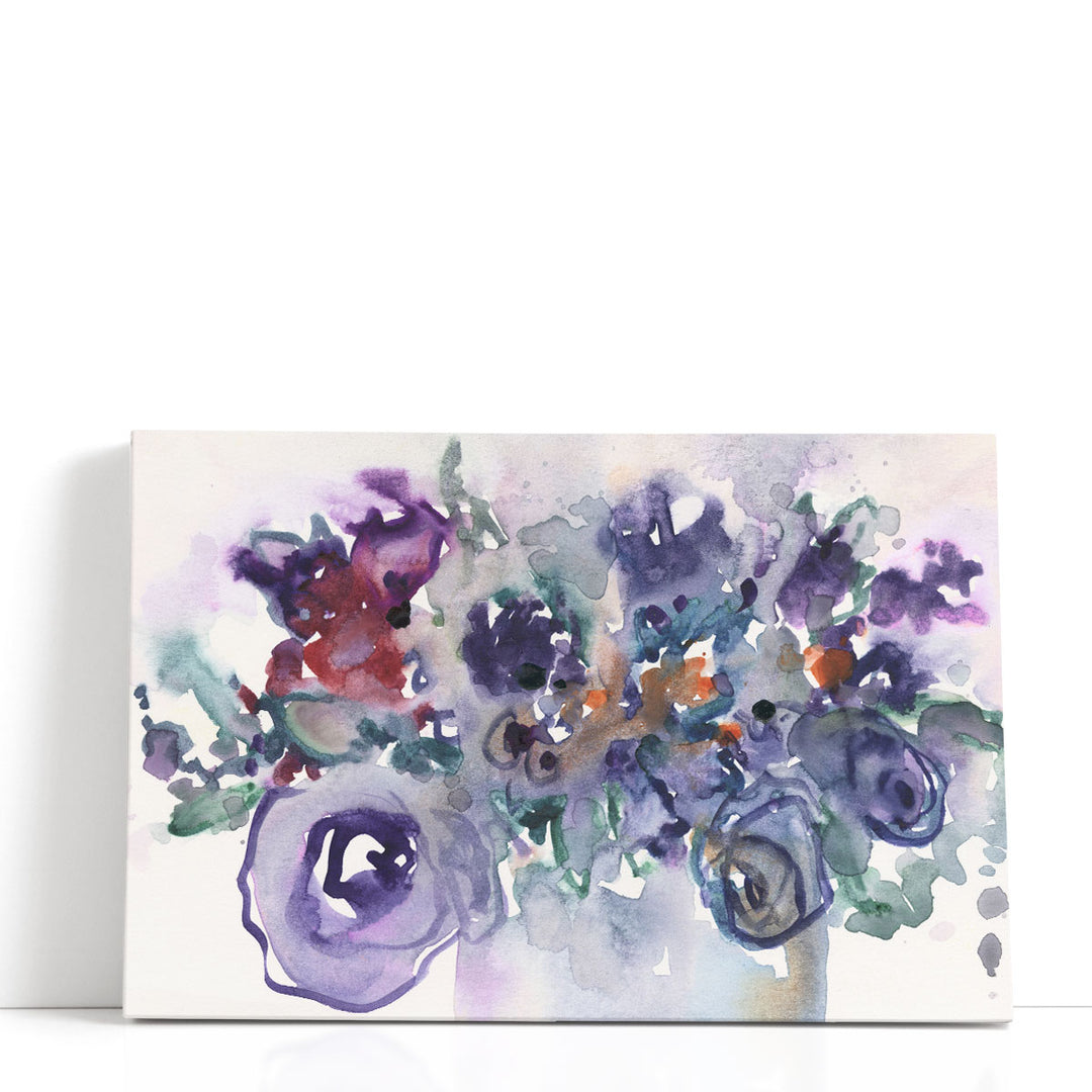 abstract floral wall art – purple watercolor petals