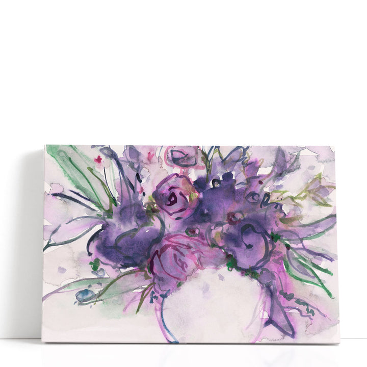 Watercolor floral canvas wall art lavender bouquet