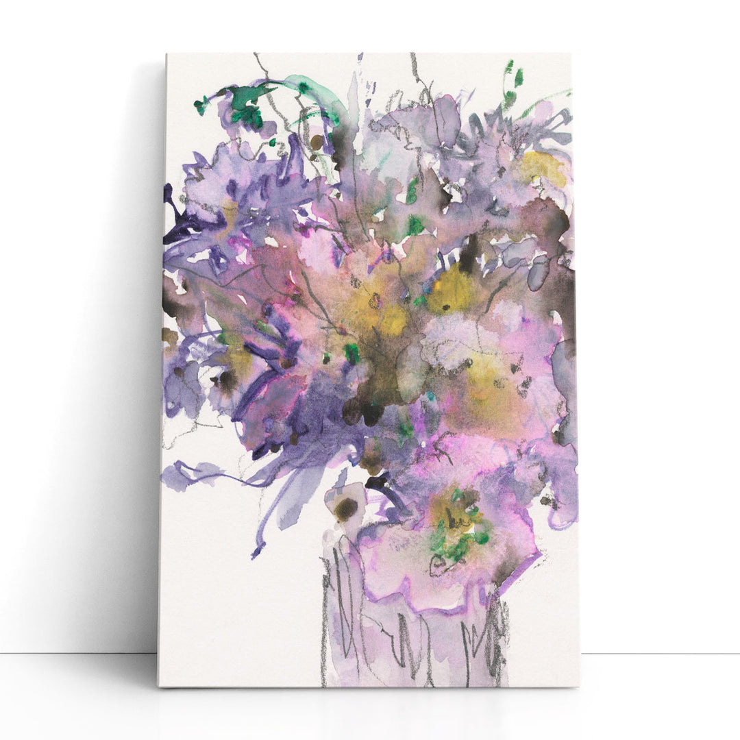 floral abstract art purple blooms