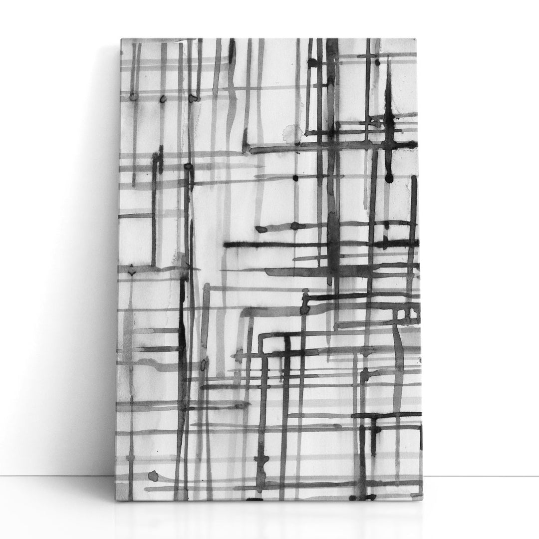 Line Meditation I Black and White - Canvas Print Wall Art