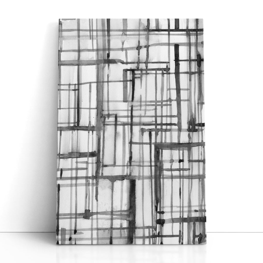 Line Meditation II Black and White - Canvas Print Wall Art