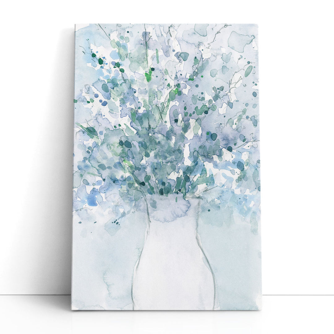 Powder Blue Arrangement in Vase I - Canvas Print Wall Art