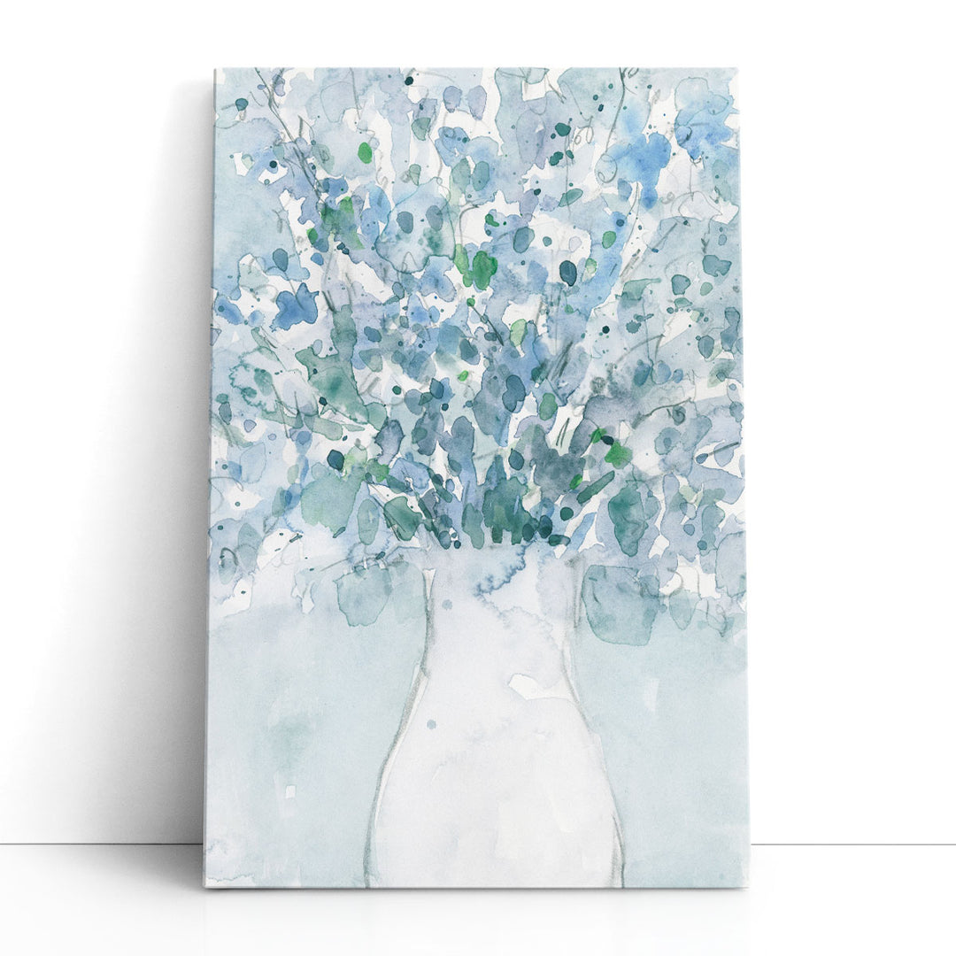 Powder Blue Arrangement in Vase II - Canvas Print Wall Art