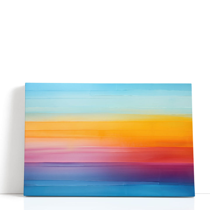 Abstract canvas art with pink and yellow strokes