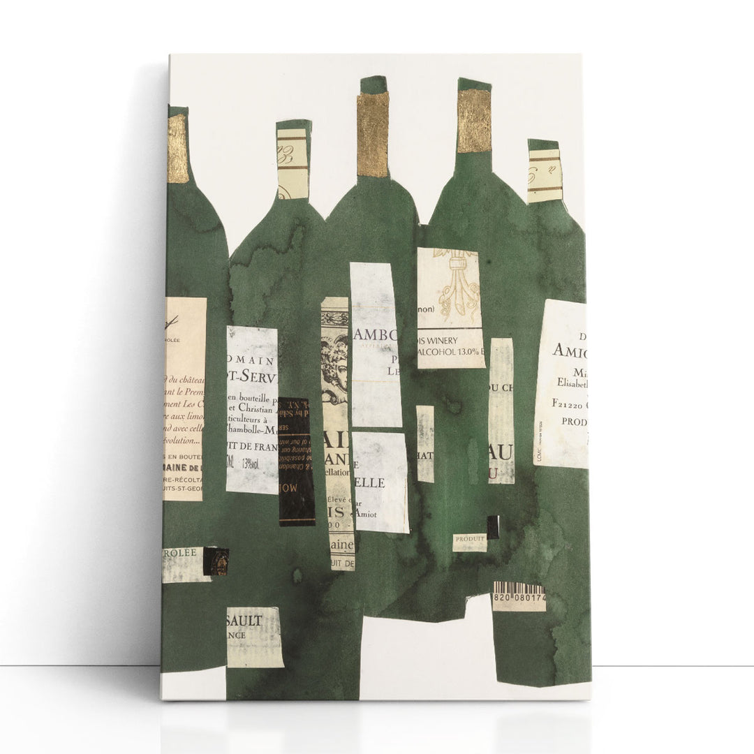 green wine bottle silhouette on white
