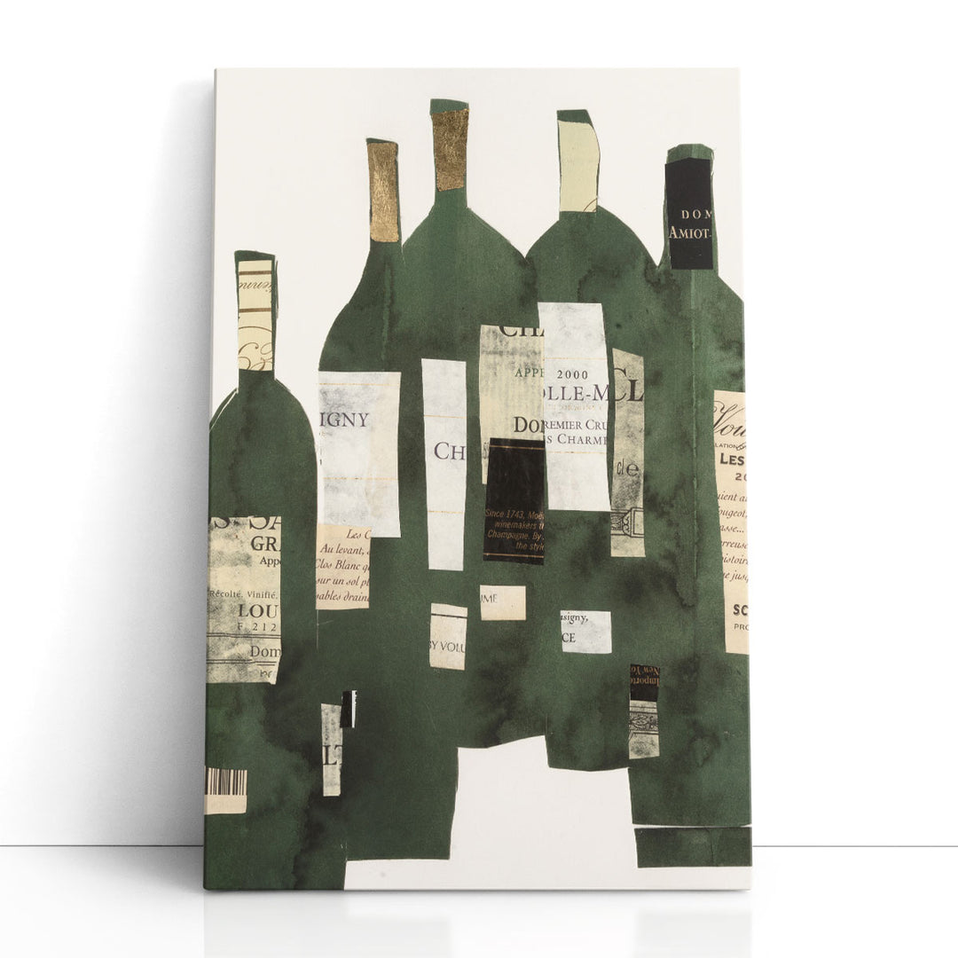 abstract wall decor – green and white bottles