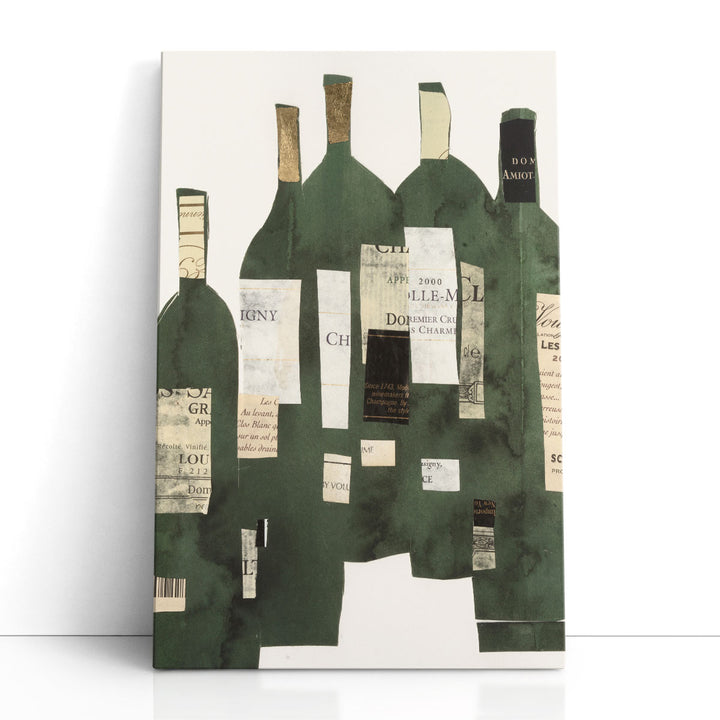 abstract wall decor – green and white bottles