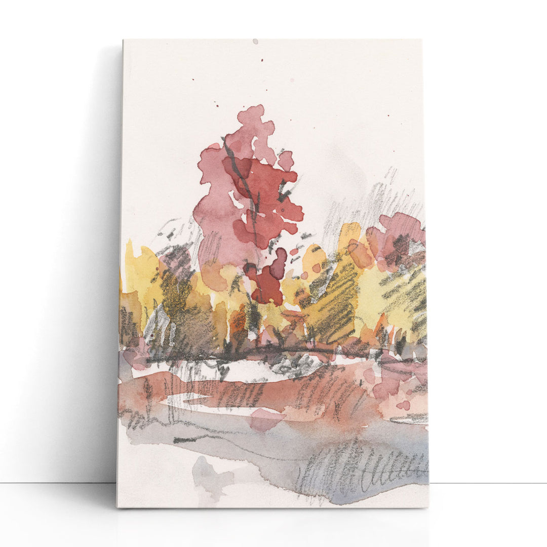 Watercolor Treeline Sketch I - Canvas Print Wall Art