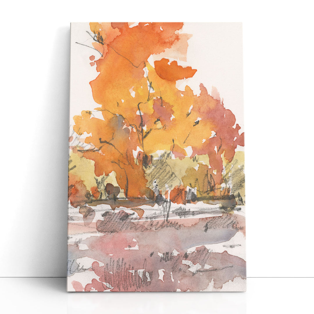 Watercolor Treeline Sketch II - Canvas Print Wall Art