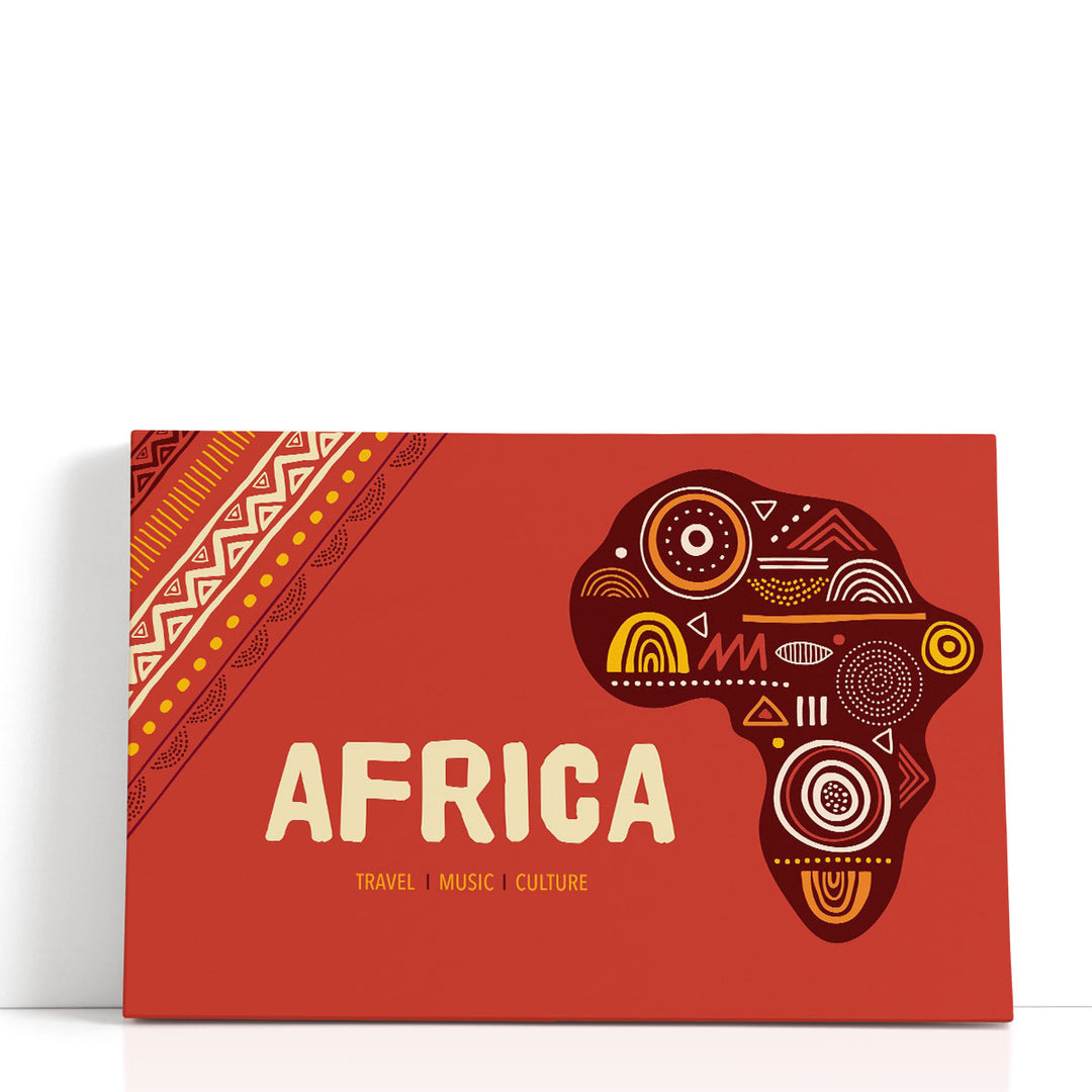 Africa Patterned Map With Tribal Traditional Grunge Pattern - Canvas Print Wall Art