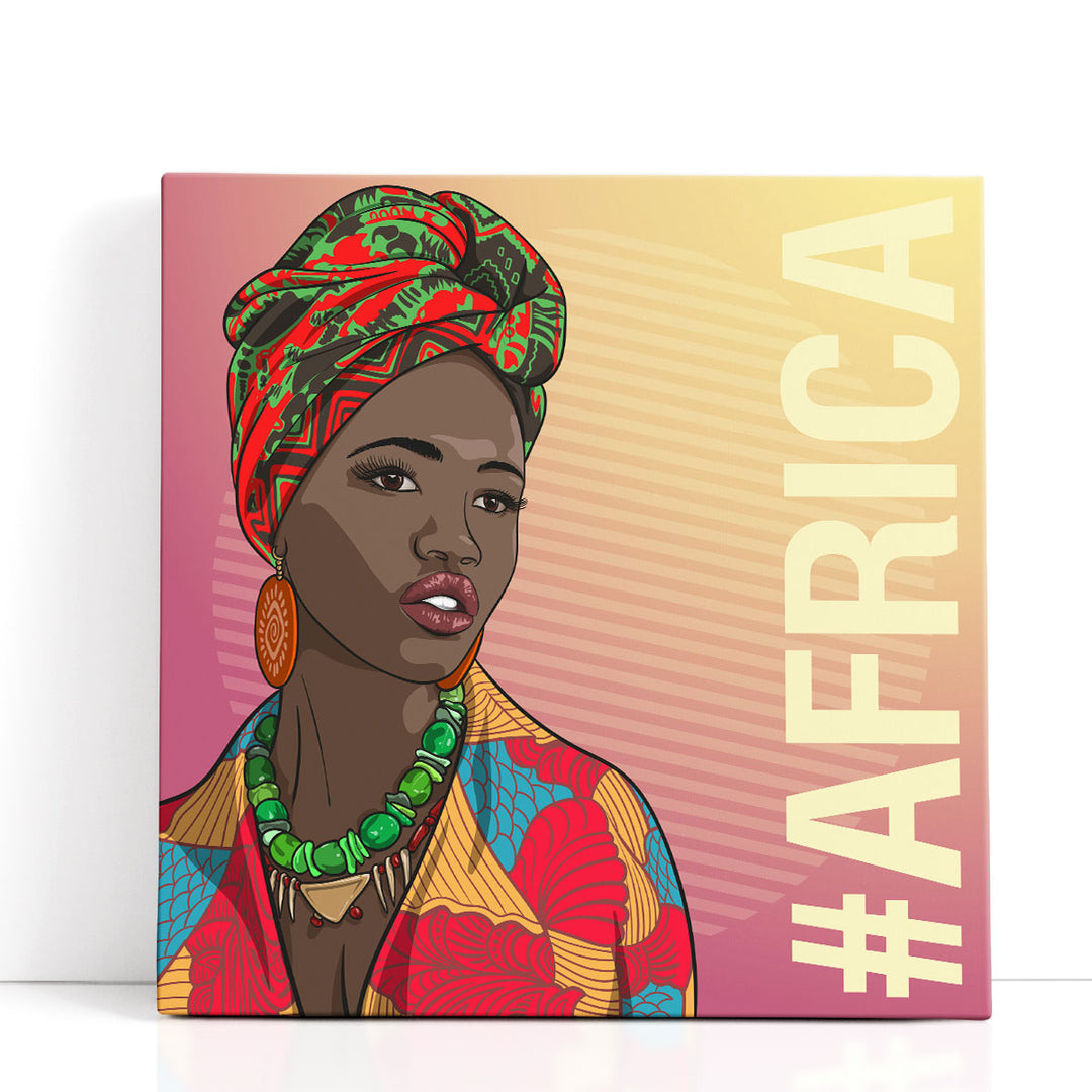 A Black African Woman In Traditional Clothing Fashion - Canvas Print Wall Art