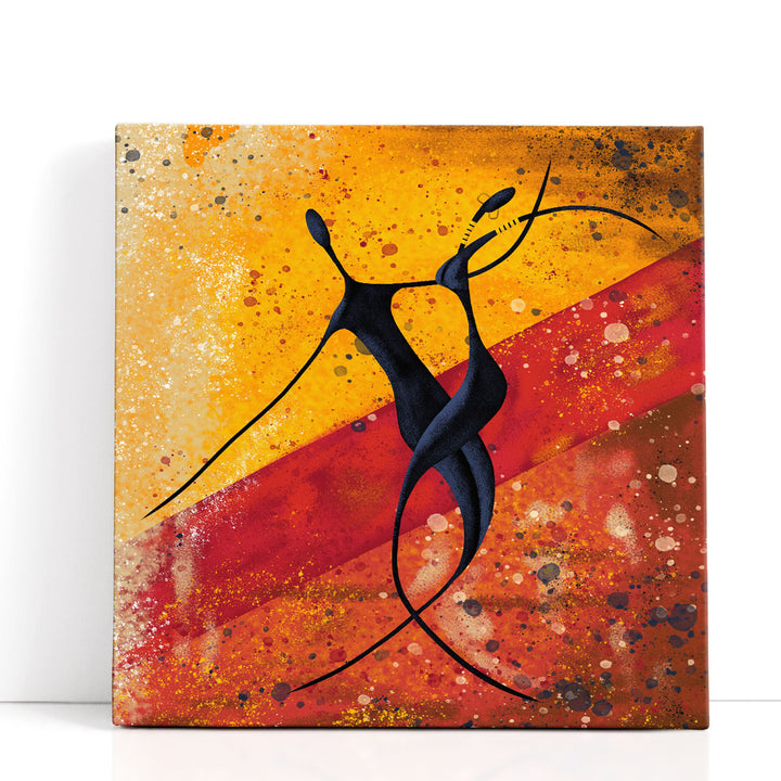 An African Couple Dance On The Floor Digital Painting Artwork - Canvas Print Wall Art