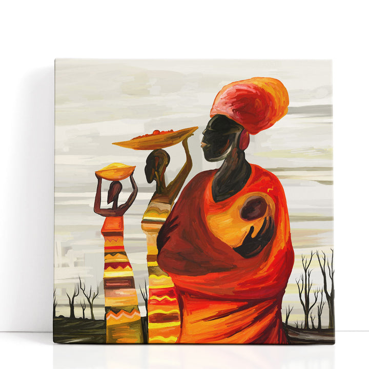 An African Women With A Baby, Digital Artwork - Canvas Print Wall Art