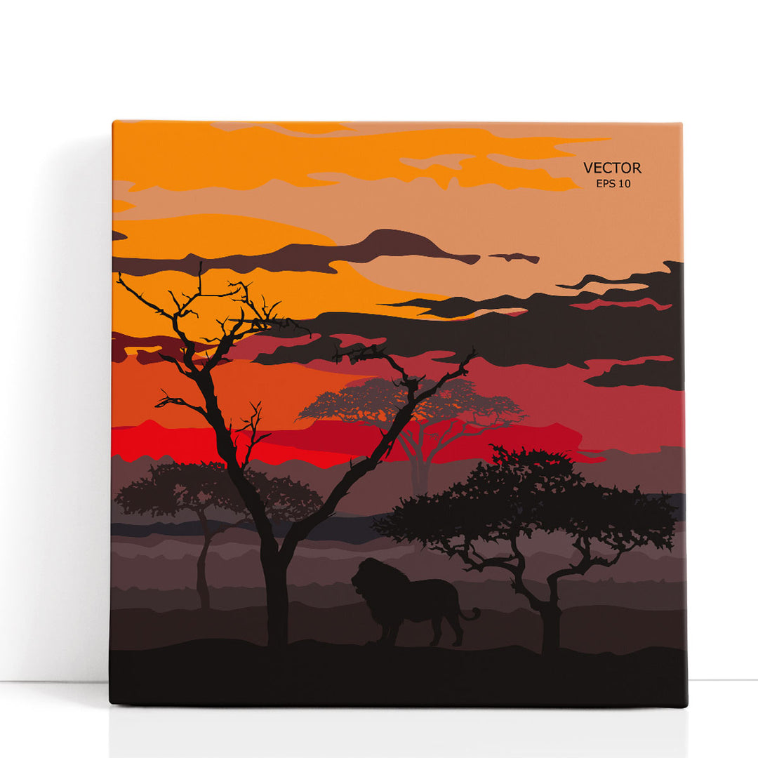 African Tribal Landscape Art - Canvas Print Wall Art