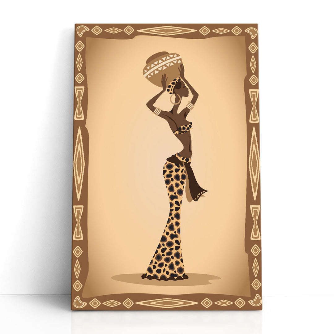 An illustration Of An African Woman in Ethnic Dress - Canvas Print Wall Art